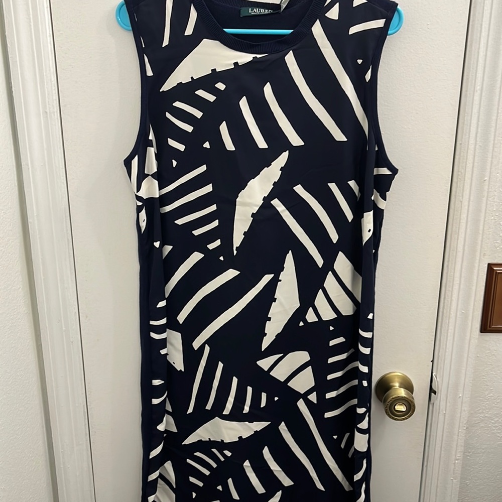 NWT Ralph Lauren navy & cream dress